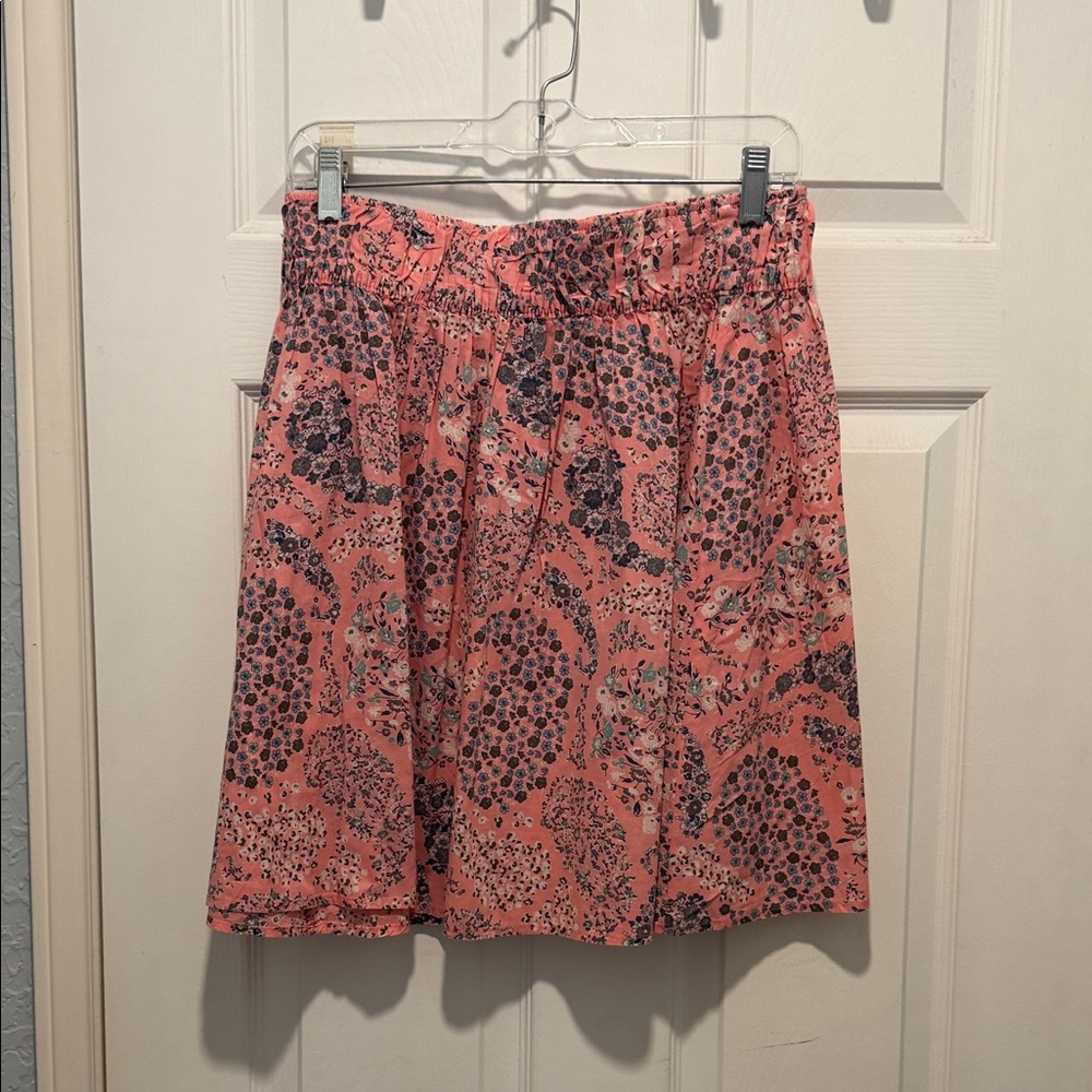 H&M Coral Floral A-Line Skirt